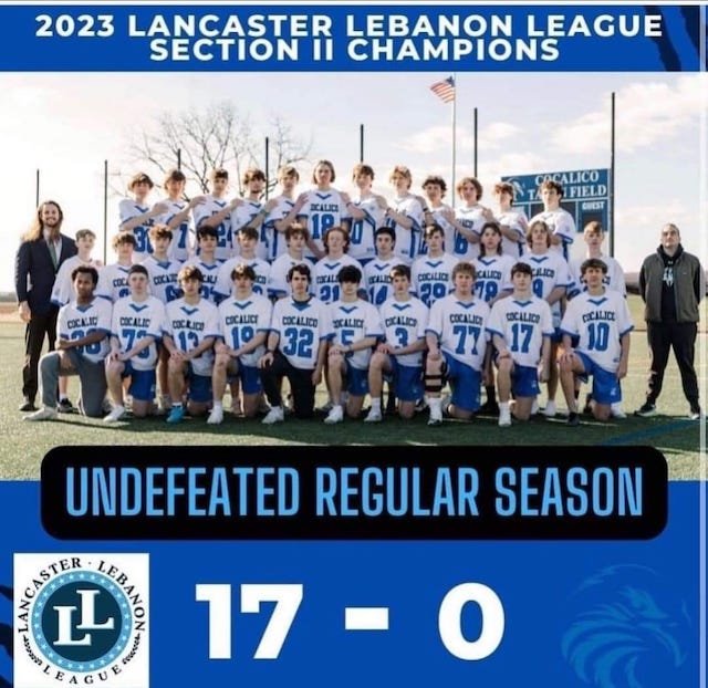 Cocalico Boys Lacrosse are Lancaster Lebanon League Section II Champions